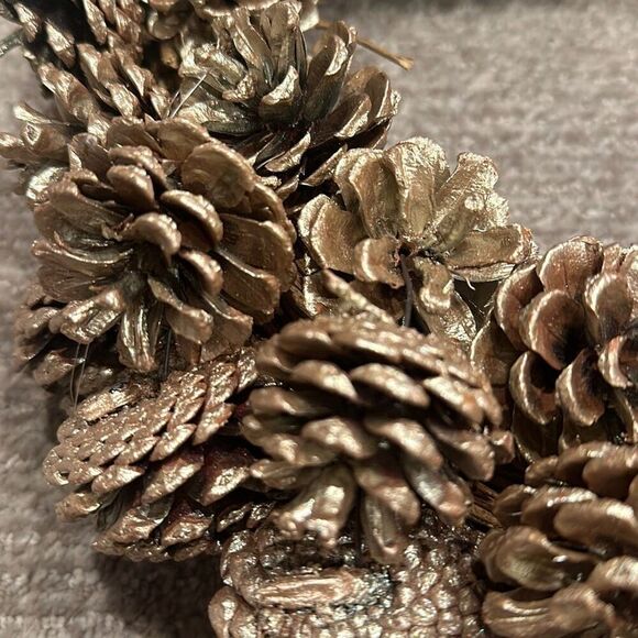 Anthropologie Terrain Lit Pinecone Wreath Gold with LED Lights - Picture 2 of 3